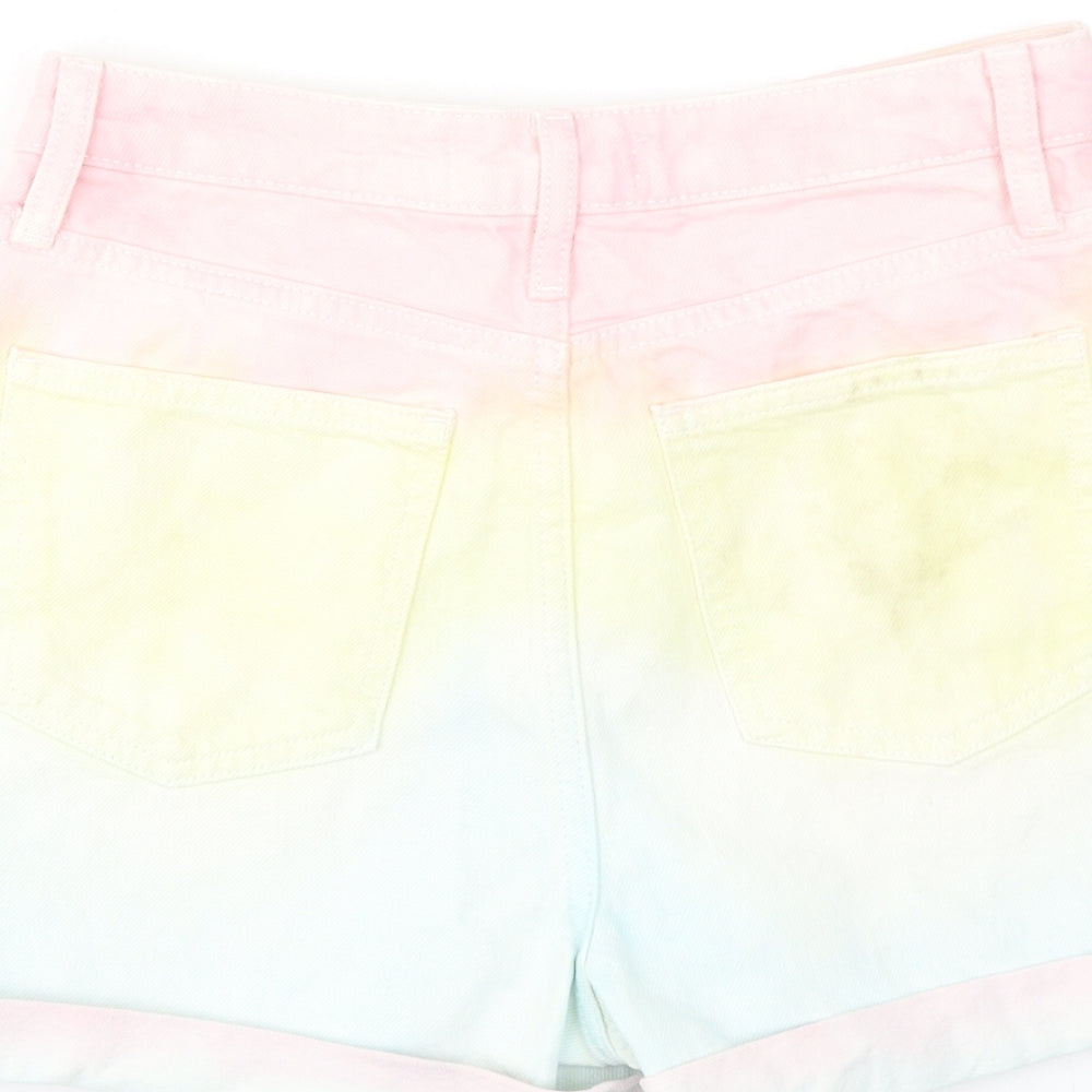 Denim & Co. Womens Multicoloured Geometric Cotton Mom Shorts Size 6 Regular Zip - Tie dye effect