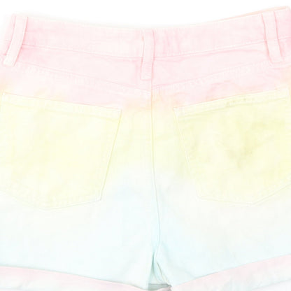 Denim & Co. Womens Multicoloured Geometric Cotton Mom Shorts Size 6 Regular Zip - Tie dye effect