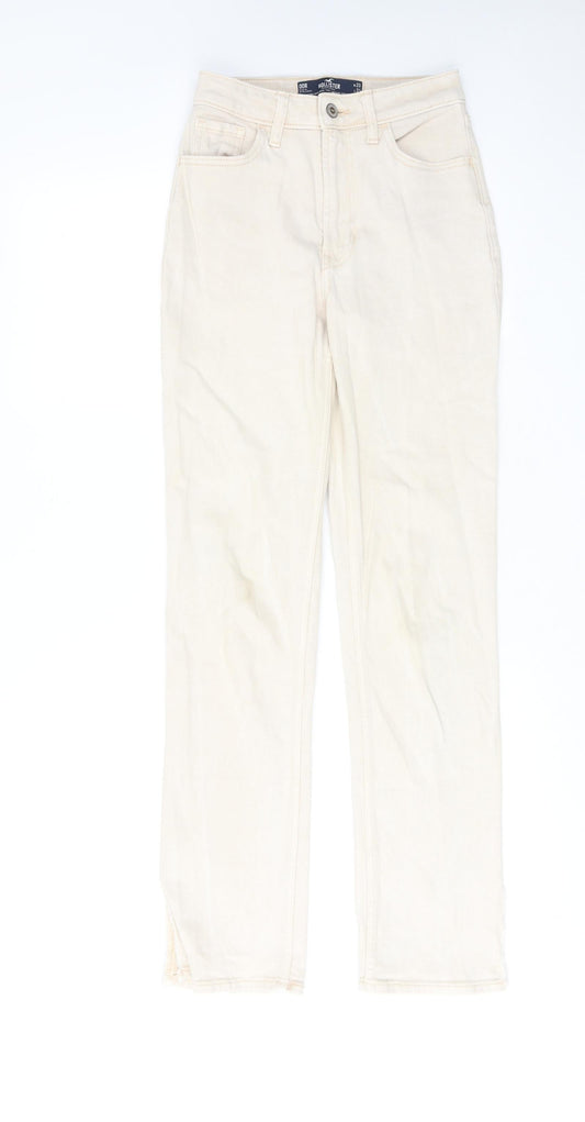 Hollister Womens Ivory Cotton Straight Jeans Size 23 in L31 in Regular Zip