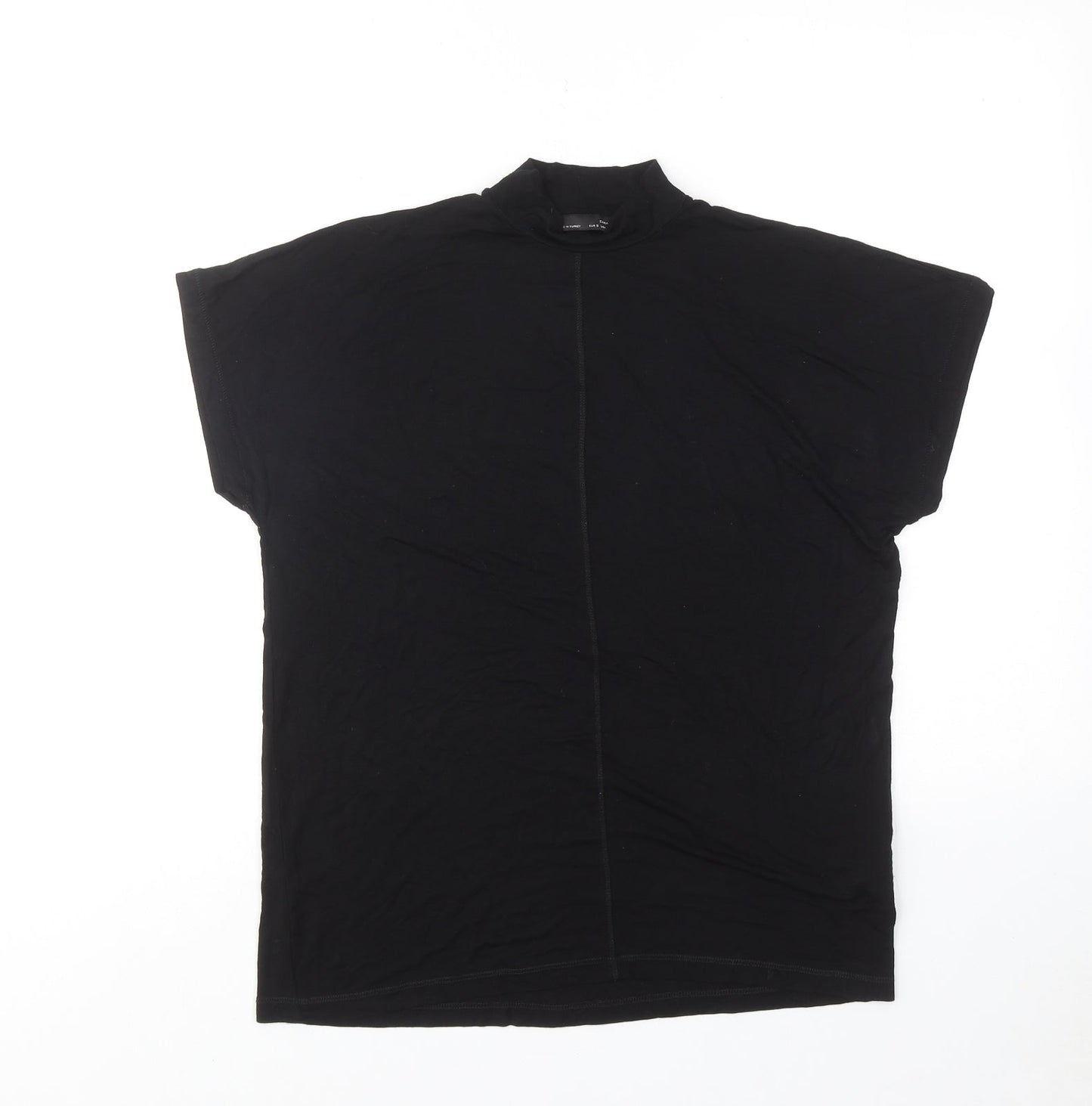 Womens UK Size S Zara Black Basic T-Shirt