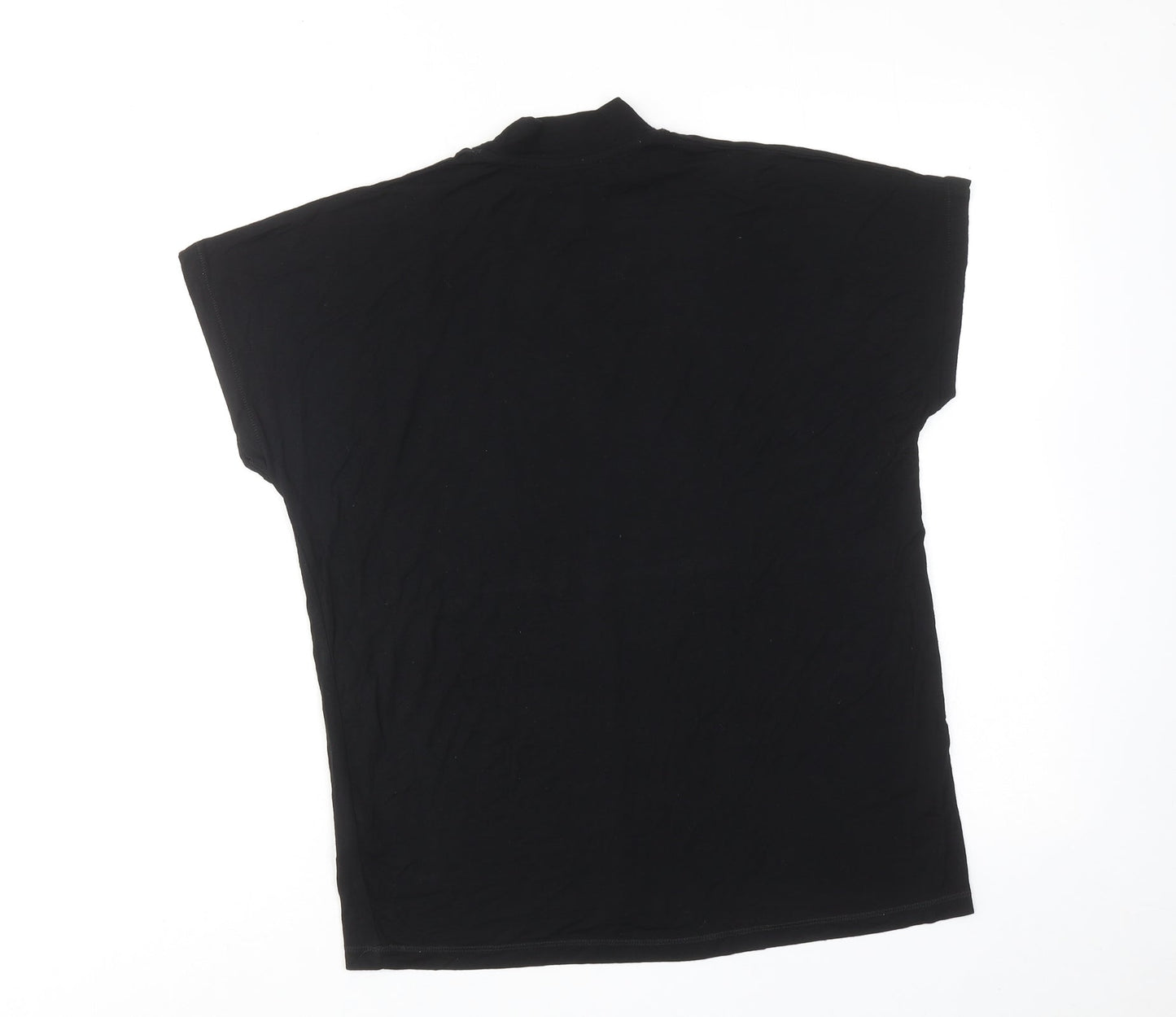 Womens UK Size S Zara Black Basic T-Shirt