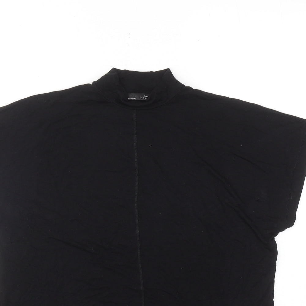Womens UK Size S Zara Black Basic T-Shirt
