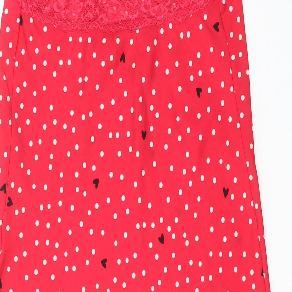 Marks and Spencer Womens Red Polka Dot Polyester Cami Dress Size 6 - Lace Trim