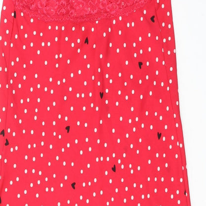 Marks and Spencer Womens Red Polka Dot Polyester Cami Dress Size 6 - Lace Trim