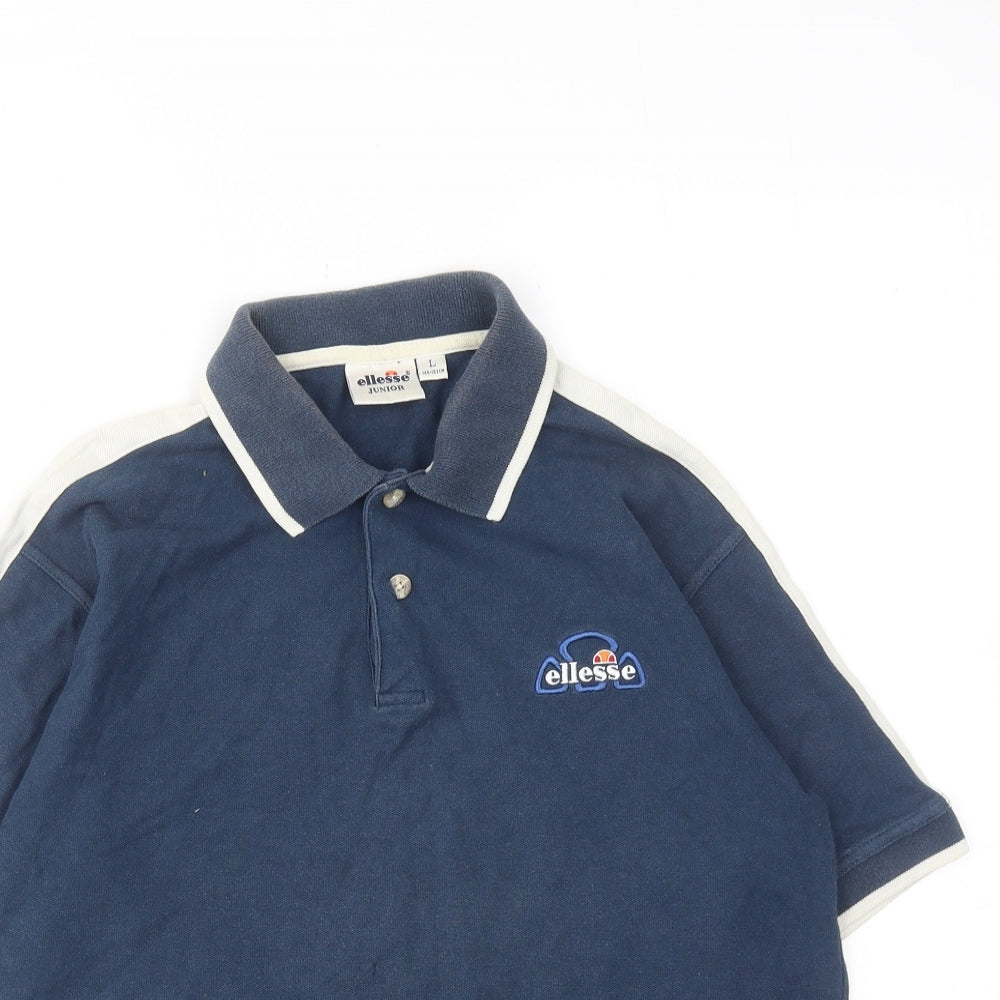 ellesse Boys Blue Cotton Basic Polo Size 11-12 Years Collared Button