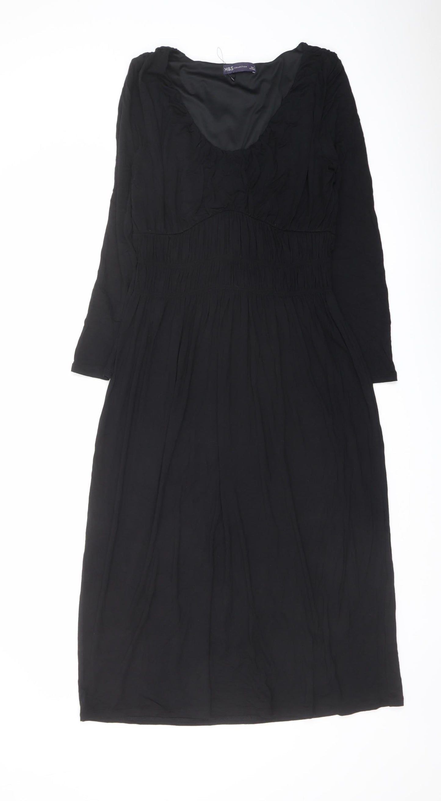 Marks and Spencer Womens Black Viscose A-Line Size 8 Scoop Neck Pullover