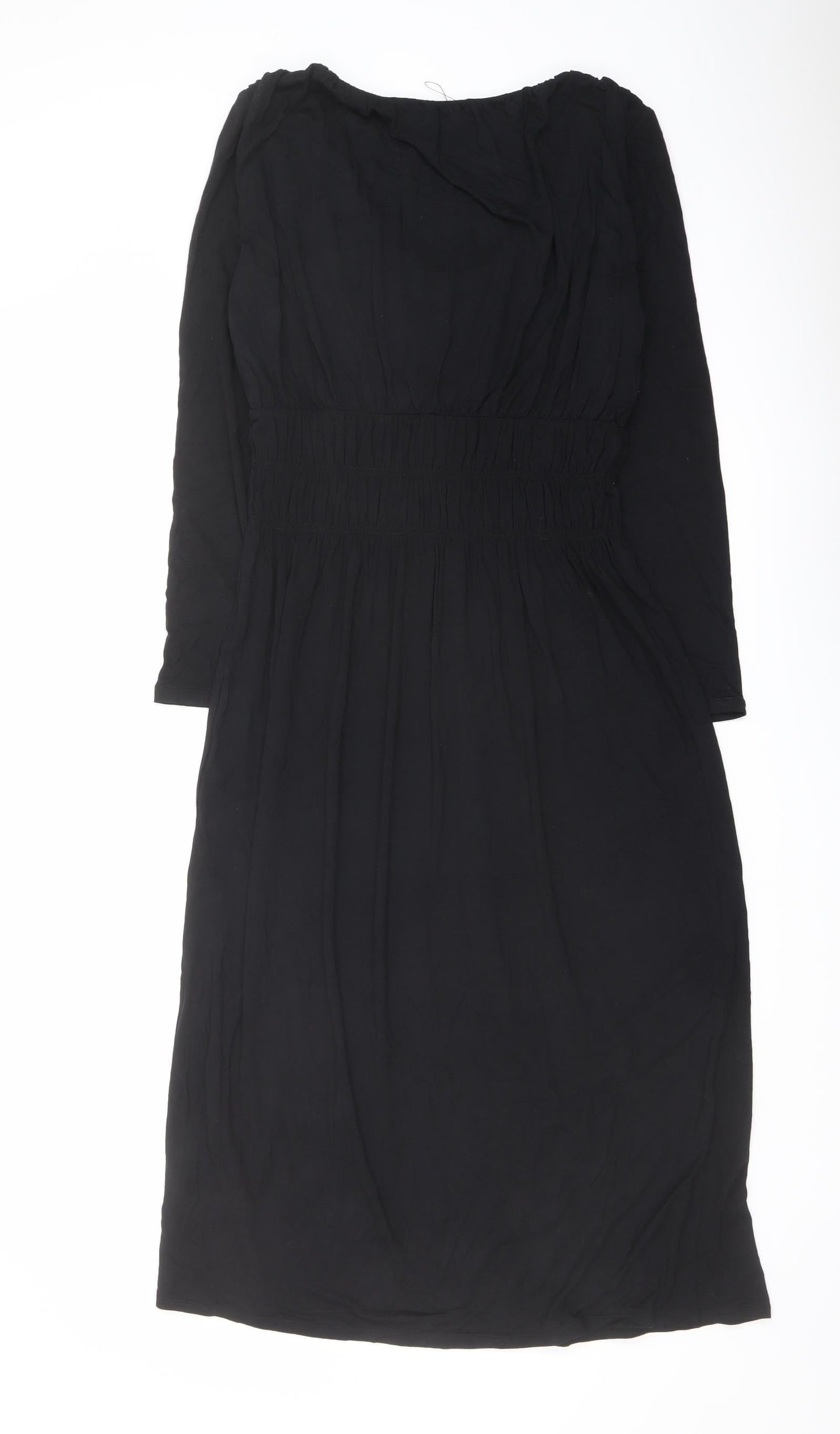 Marks and Spencer Womens Black Viscose A-Line Size 8 Scoop Neck Pullover