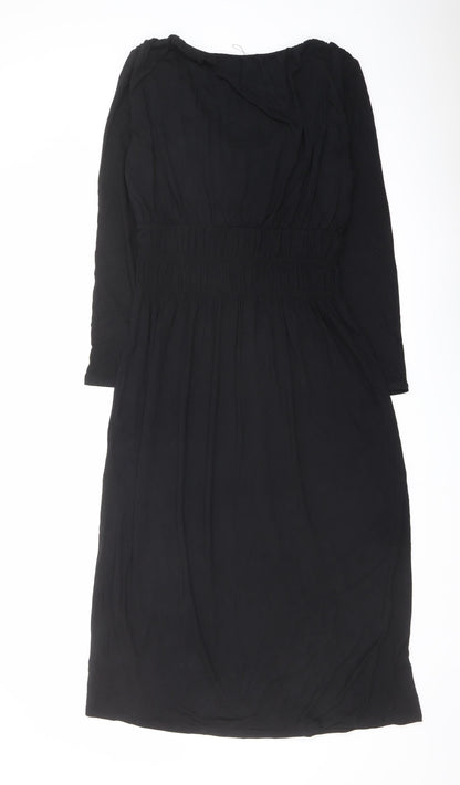 Marks and Spencer Womens Black Viscose A-Line Size 8 Scoop Neck Pullover