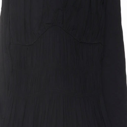 Marks and Spencer Womens Black Viscose A-Line Size 8 Scoop Neck Pullover