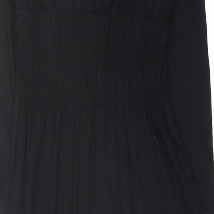 Marks and Spencer Womens Black Viscose A-Line Size 8 Scoop Neck Pullover