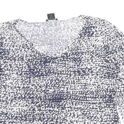 Ann Taylor Womens Blue Geometric Cotton Basic Blouse Size M V-Neck