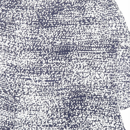 Ann Taylor Womens Blue Geometric Cotton Basic Blouse Size M V-Neck