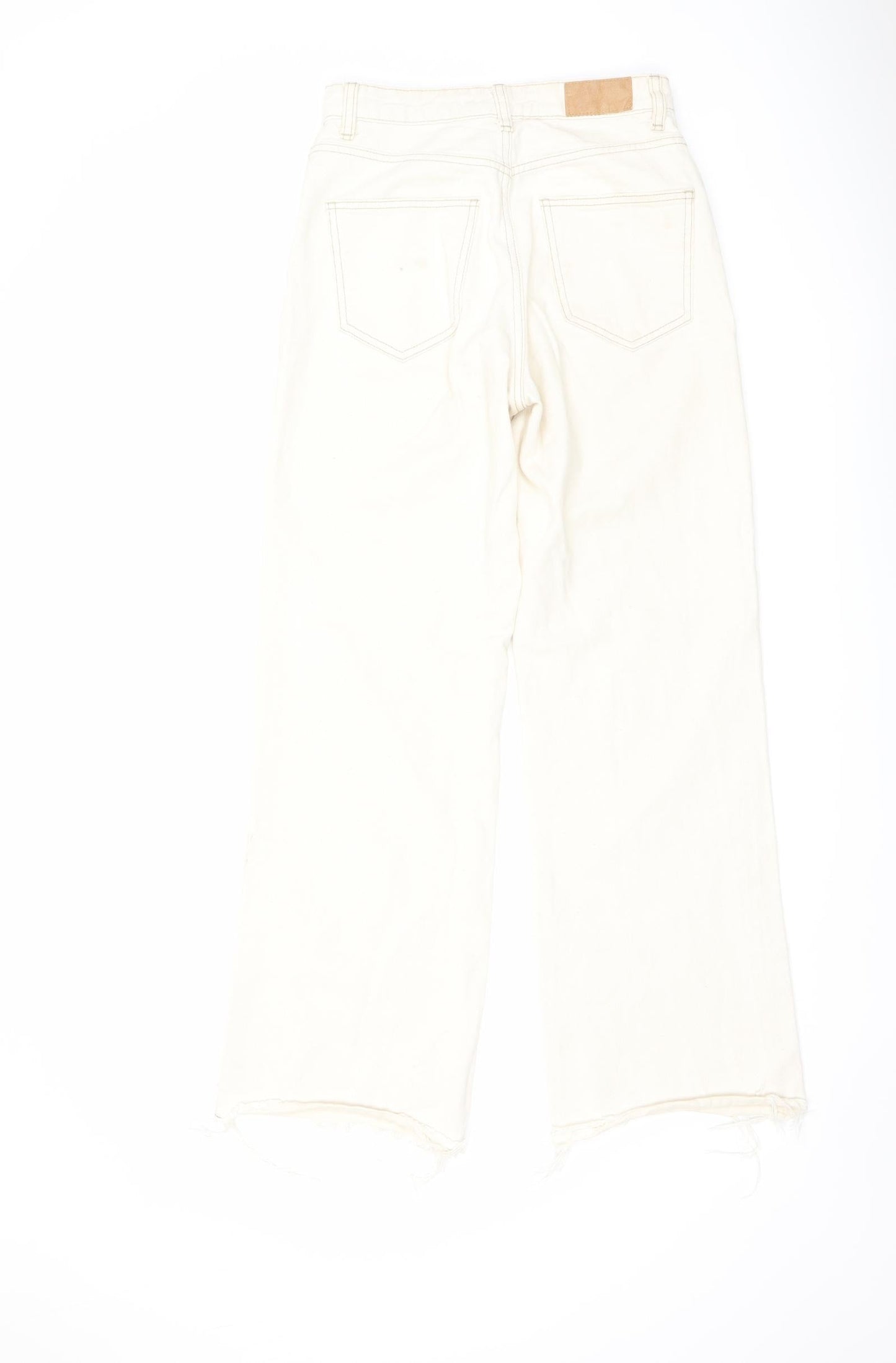 Womens UK Size 8 Stradivarius Regular Fit Straight Ivory Jeans