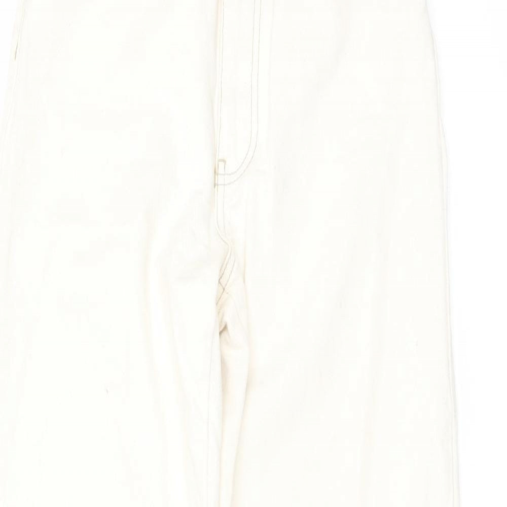 Womens UK Size 8 Stradivarius Regular Fit Straight Ivory Jeans