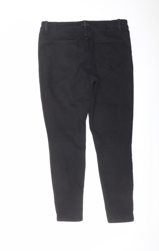 Denim & Co. Womens Black Cotton Skinny Jeans Size 14 L26 in Regular Button