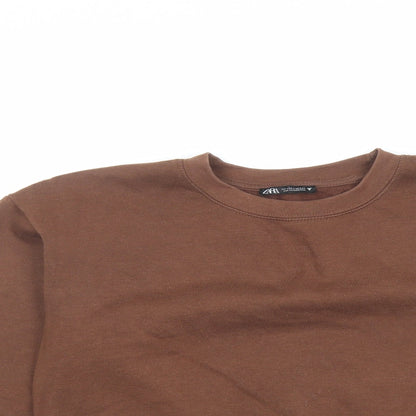 Zara Womens Brown Polyester Pullover Sweatshirt Size S Pullover