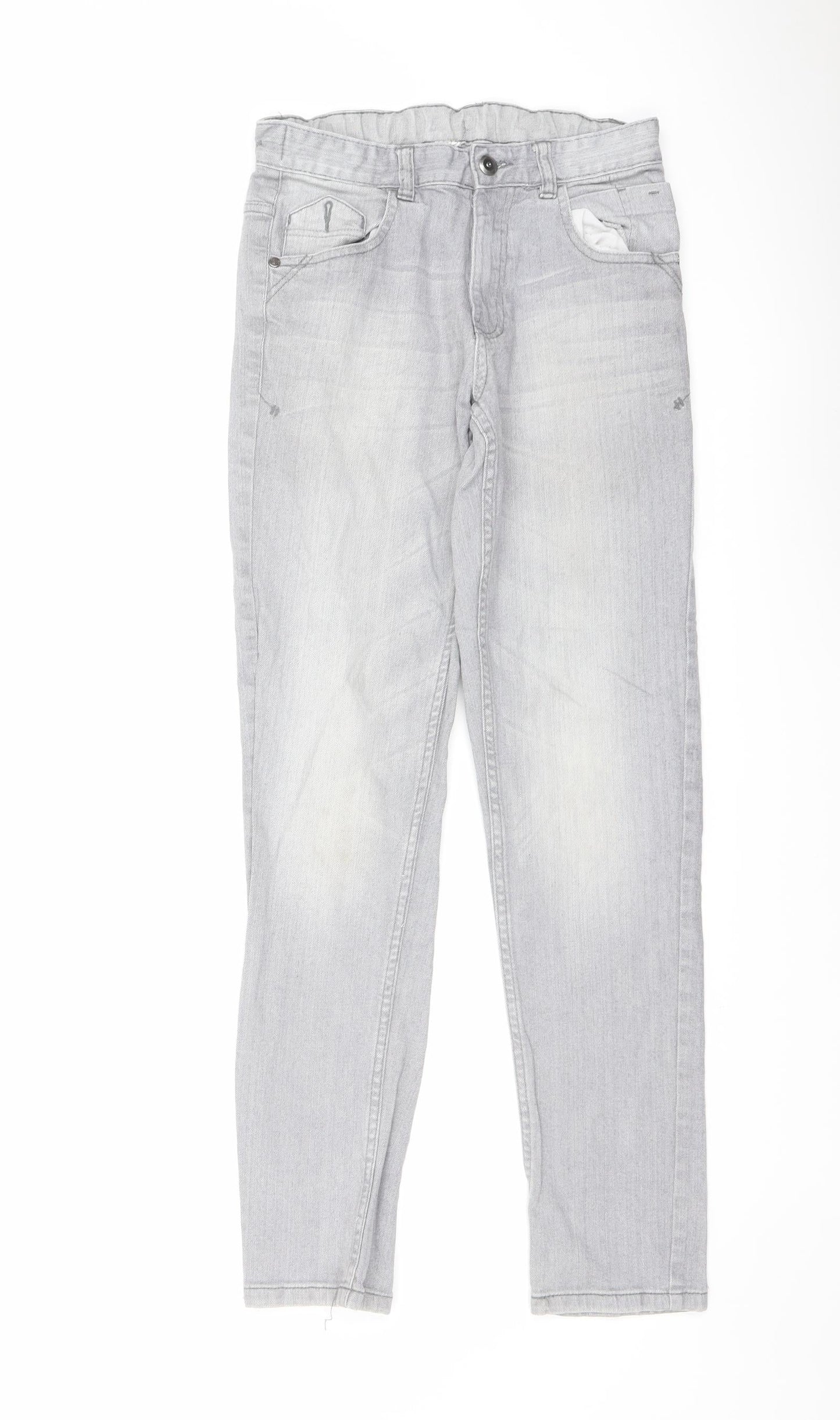 George Girls Grey Cotton Skinny Jeans Size 11-12 Years Regular Button