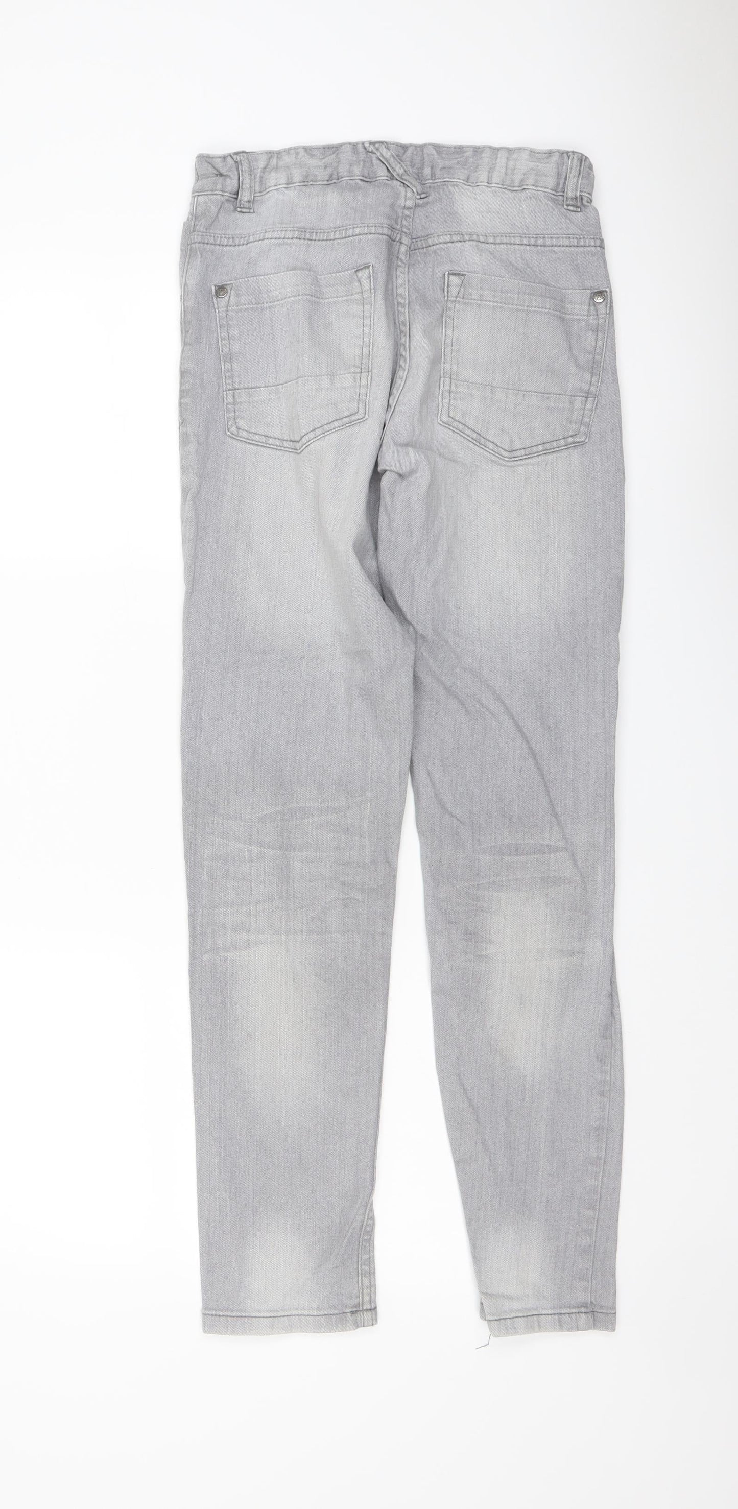 George Girls Grey Cotton Skinny Jeans Size 11-12 Years Regular Button