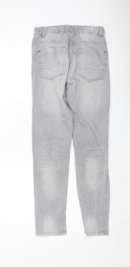 George Girls Grey Cotton Skinny Jeans Size 11-12 Years Regular Button
