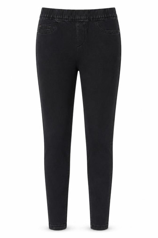 Front view of Denim & Co. women’s grey cotton jegging jeans, size UK 8, 28-inch leg regular