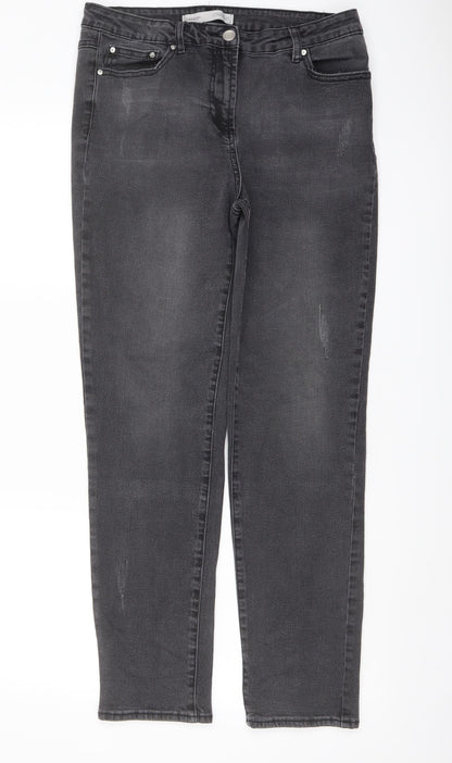 George Womens Grey Cotton Tapered Jeans Size 12 L28 in Regular Button