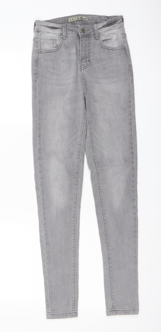 Denim & Co. Womens Grey Cotton Skinny Jeans Size 6 L27 in Regular Button