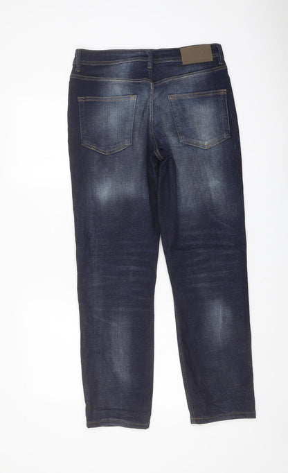 Denim & Co. Mens Blue Cotton Straight Jeans Size 32 in L30 in Regular Button