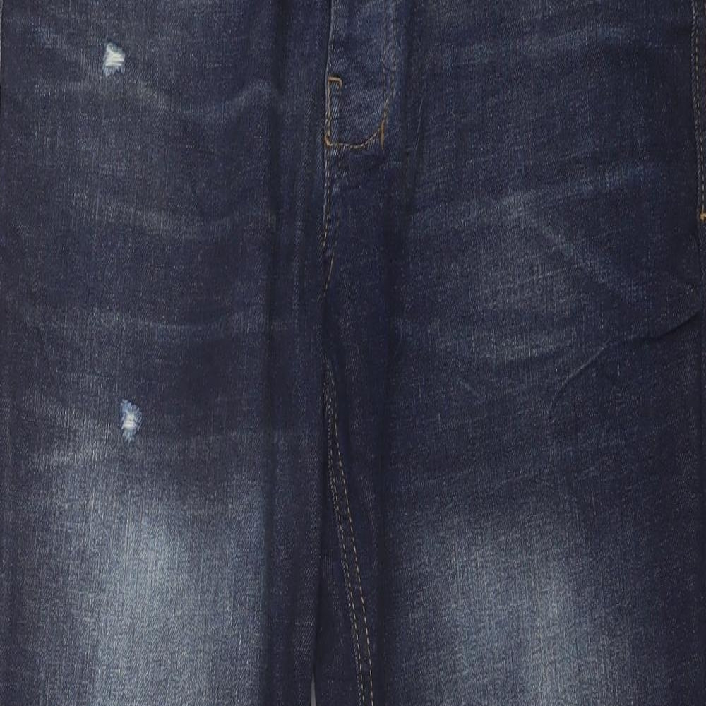 Denim & Co. Mens Blue Cotton Straight Jeans Size 32 in L30 in Regular Button