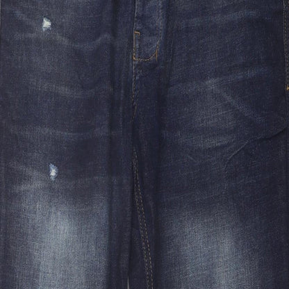 Denim & Co. Mens Blue Cotton Straight Jeans Size 32 in L30 in Regular Button