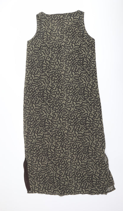 Planet Womens Green Geometric Polyester A-Line Size 14 Round Neck Pullover