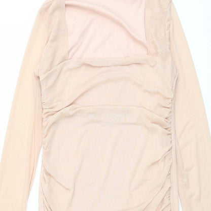 Boohoo Womens Pink Polyester Bodycon Size 16 Square Neck