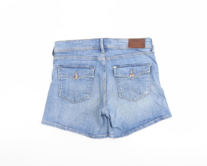 H&M Womens Blue Cotton Mom Shorts Size 8 L5 in Regular Button