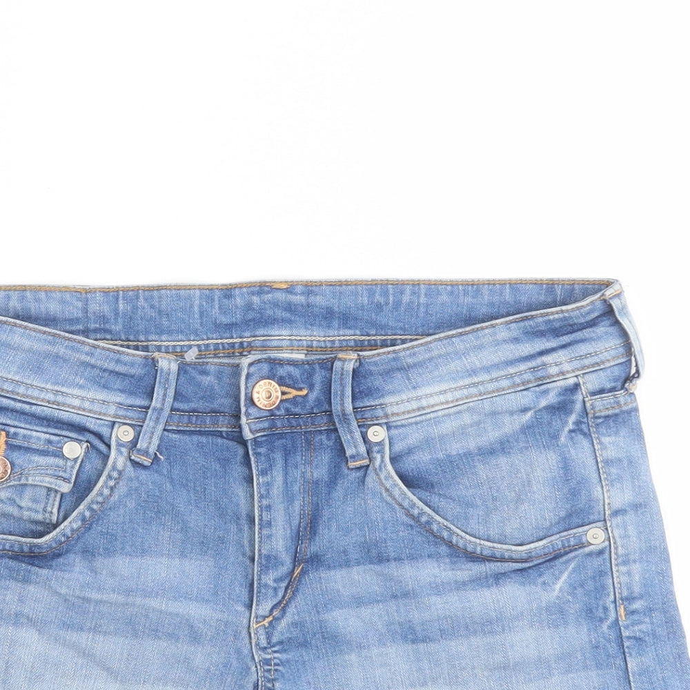 H&M Womens Blue Cotton Mom Shorts Size 8 L5 in Regular Button