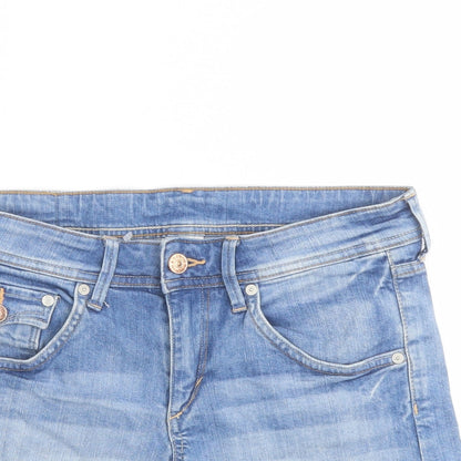 H&M Womens Blue Cotton Mom Shorts Size 8 L5 in Regular Button