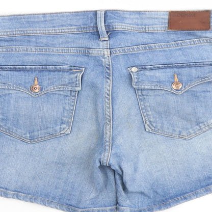 H&M Womens Blue Cotton Mom Shorts Size 8 L5 in Regular Button