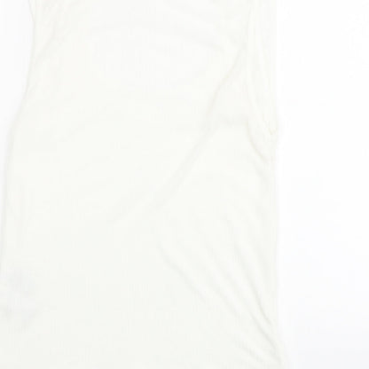 Zara Womens Ivory Polyester Basic T-Shirt Size L Scoop Neck