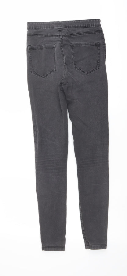 Denim & Co. Womens Grey Cotton Skinny Jeans Size 10 L29 in Regular Button