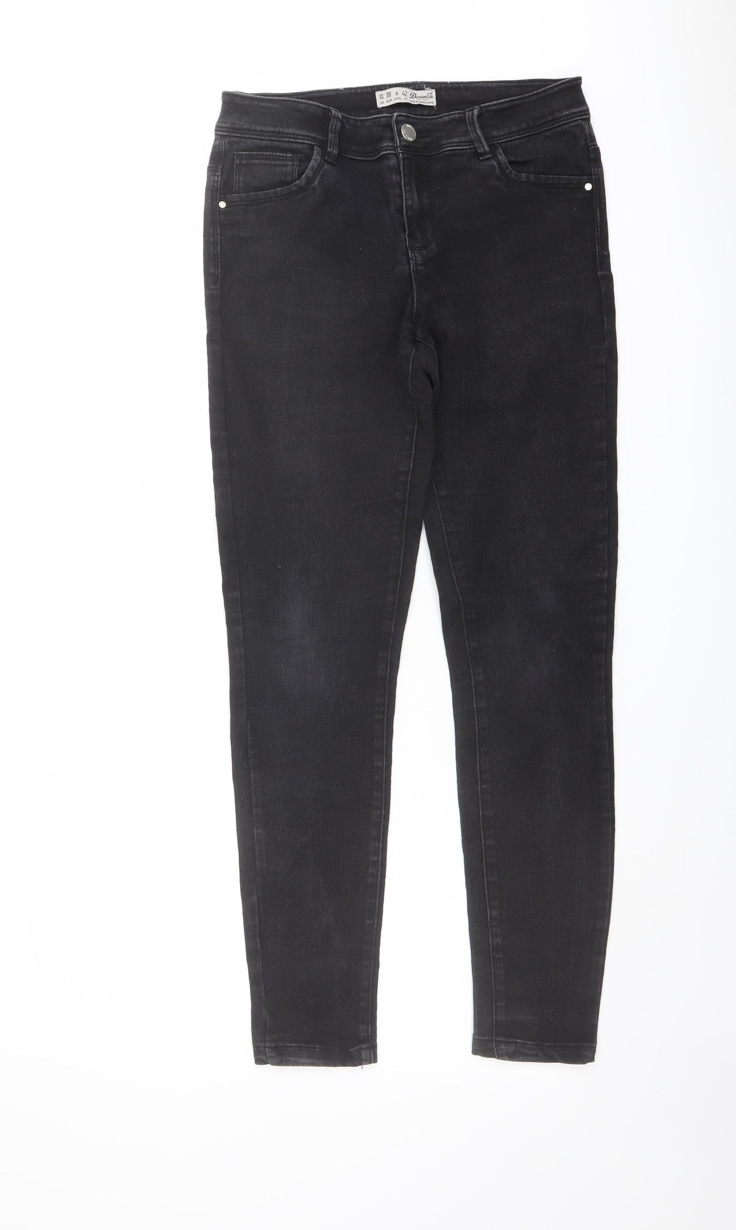Denim & Co. Womens Black Cotton Skinny Jeans Size 10 L27 in Regular Button