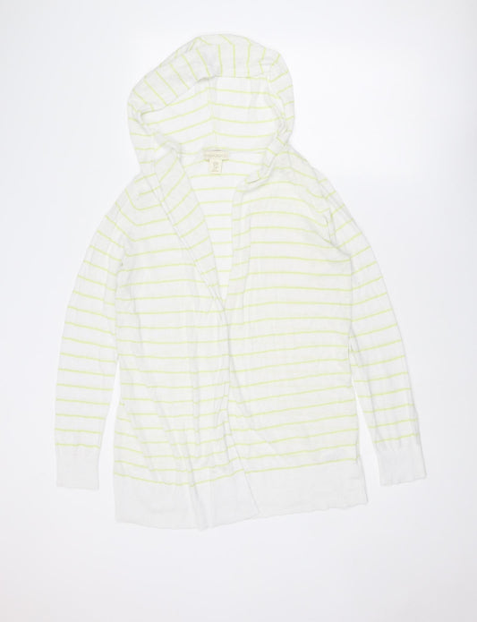 Cynthia Rowley Womens White V-Neck Striped Linen Pullover Jumper Size M