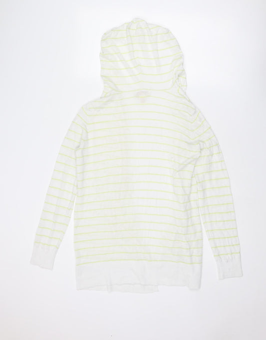 Cynthia Rowley Womens White V-Neck Striped Linen Pullover Jumper Size M