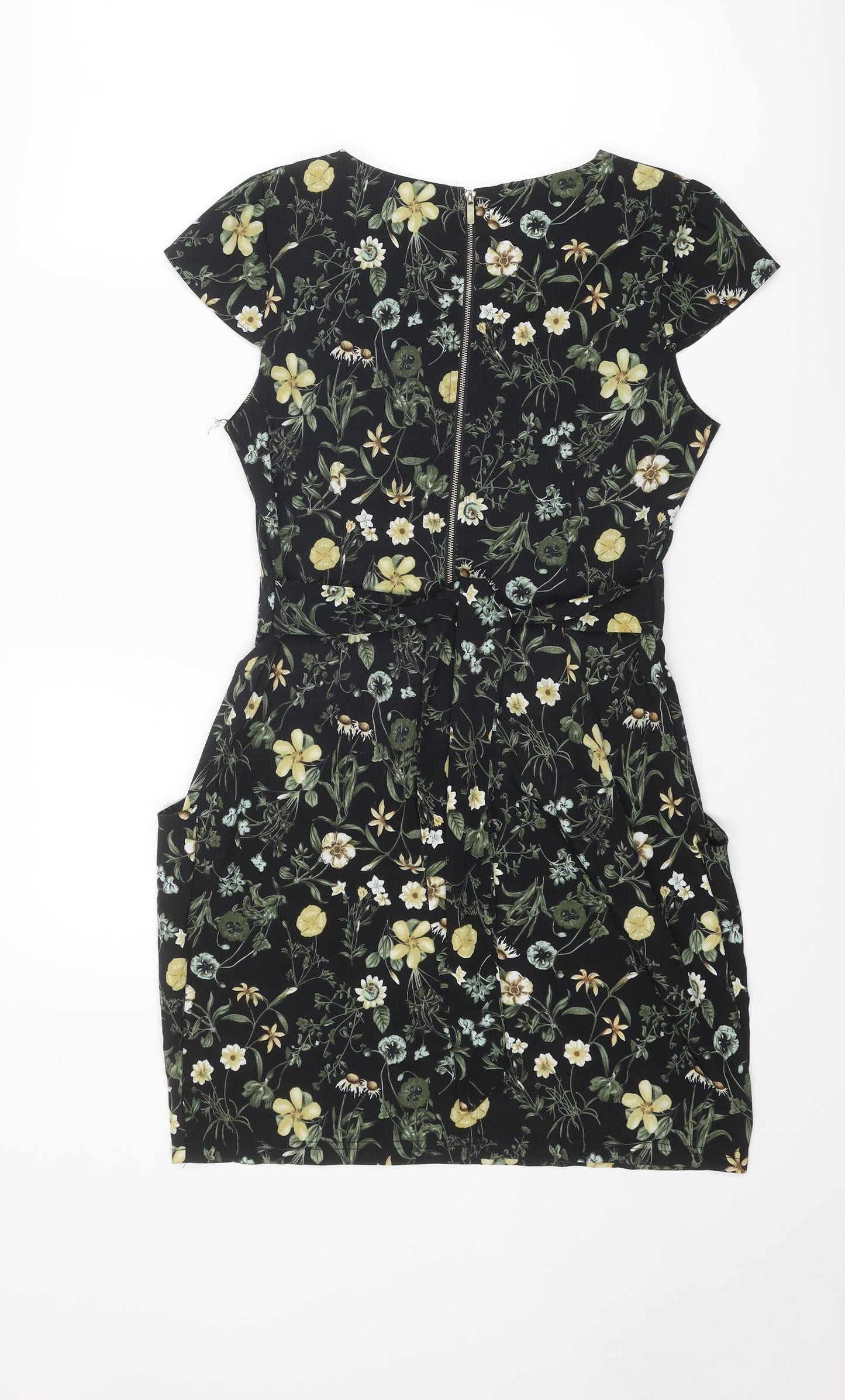 Blue Vanilla Womens Multicoloured Floral Polyester Shift Size 10 Round Neck Zip