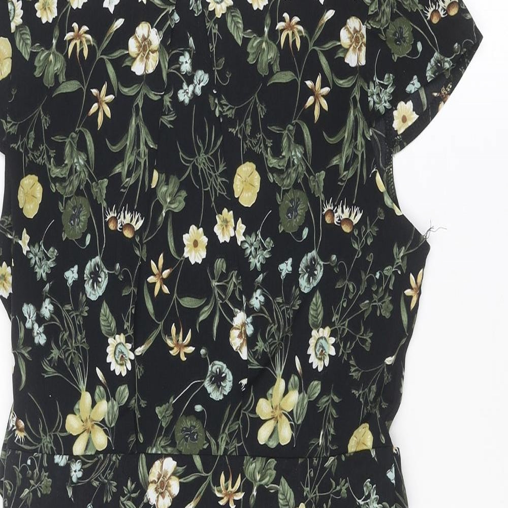 Blue Vanilla Womens Multicoloured Floral Polyester Shift Size 10 Round Neck Zip