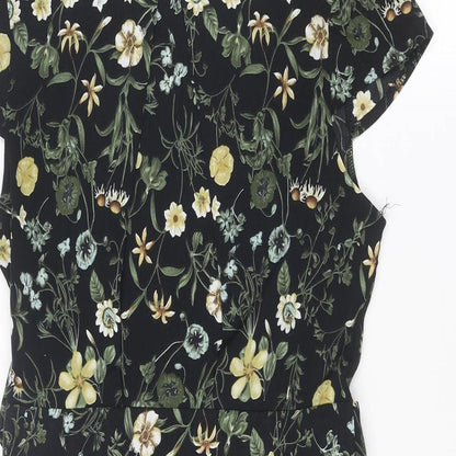 Blue Vanilla Womens Multicoloured Floral Polyester Shift Size 10 Round Neck Zip