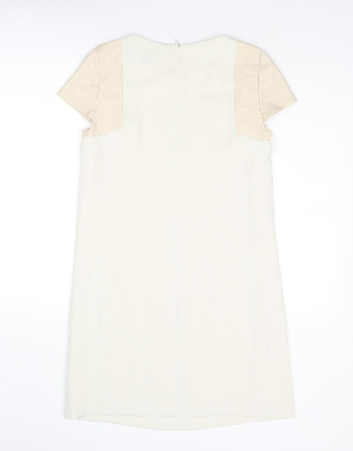 Zara Womens Ivory Polyester A-Line Size XS Round Neck Zip