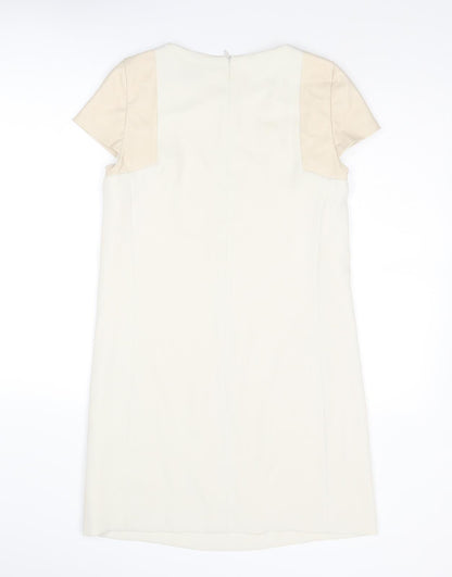 Zara Womens Ivory Polyester A-Line Size XS Round Neck Zip