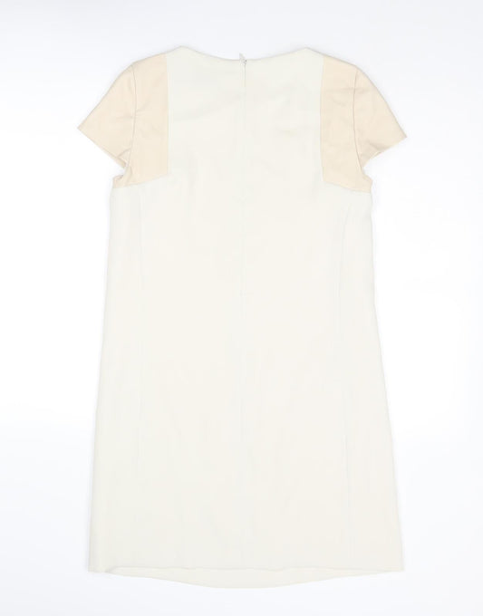 Zara Womens Ivory Polyester A-Line Size XS Round Neck Zip