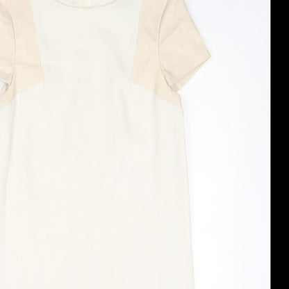 Zara Womens Ivory Polyester A-Line Size XS Round Neck Zip
