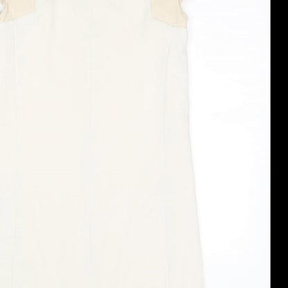 Zara Womens Ivory Polyester A-Line Size XS Round Neck Zip