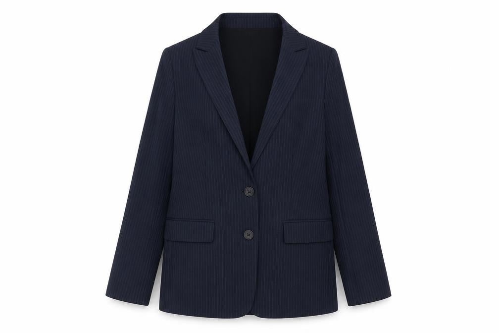 Marks and Spencer Womens Blue Pinstripe Polyester Jacket Suit Jacket Size 10