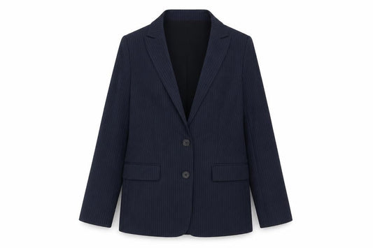 Marks and Spencer Womens Blue Pinstripe Polyester Jacket Suit Jacket Size 10